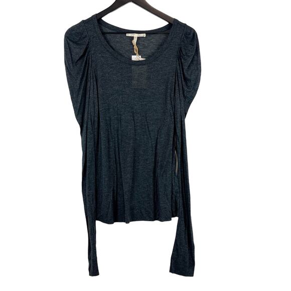 NWT Soft Joie (S) Warren Puff Sleeve Ruched Sleeve LS Shirt Gray - Picture 1 of 10